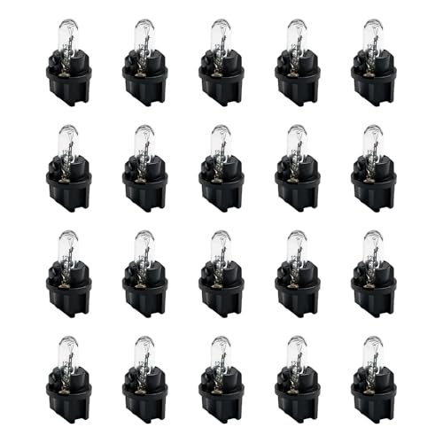 Sbulhia 20 PCS T5 17 57 86 Halogen Instrument Cluster Bulbs Kits, 12V Super Bright Vehicle Gauge Cluster Panel Bulb with T5 Socket, Interior Dash Halogen Light Replacement for Most Cars (Transparent)