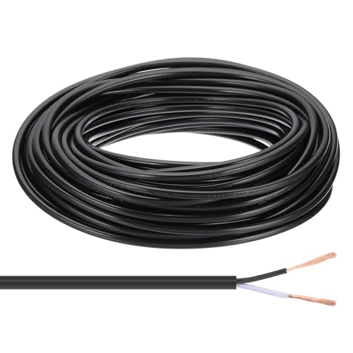 Fil électrique résistant à la chaleur 18/2 SVT noir 65Ft pour réparer un court-circuit