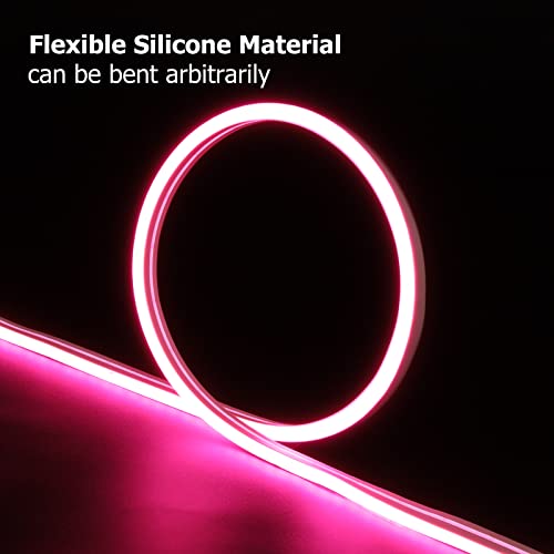 Image of Neon Rope Lights, 16.4ft Rope Lights with Dimmable Remote and Adapter, Waterproof Flexible Smart Led Strip Lights for Bedroom, Super Bright, DIY Neon Sign, Indoors Outdoors Wall Decor, Pink