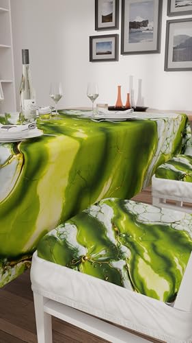 Cojines para sillas de cocina de microfibra con efecto mármol verde, juego de 6 de 40x40 cm 3