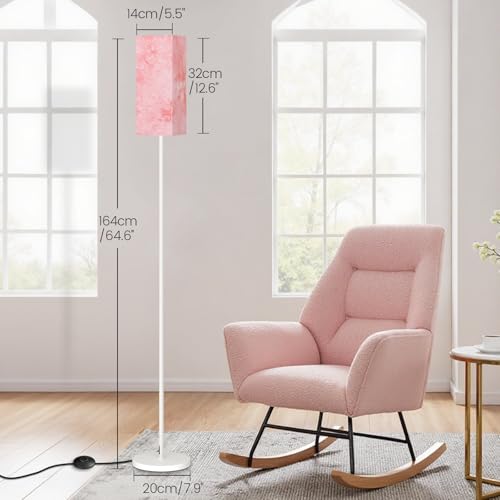 Image of Floor Lamp, Pole Lamp with Foot Switch, Modern Standing Lamp, Minimalist Freestanding Lamp (Bulb Not Included), for Living Room, Bedroom Office ETL Listed, White and Sakura Pink WCP07LD05