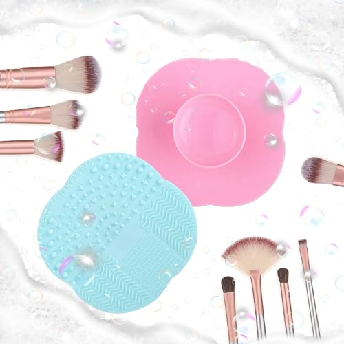ieron 2Pcs Makeup Brush Cleaning Pad, Upgrade Suction Cup 10cm Portable Silicone Cleaner Mat for Cosmetic Brush - Image 4