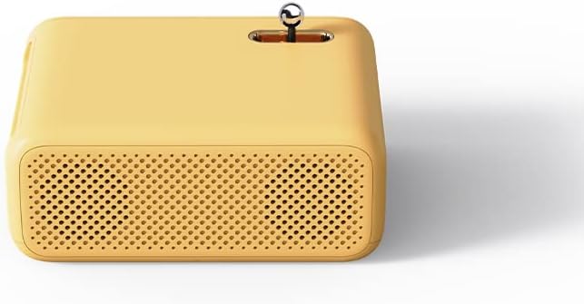 sebelah view of the yellow WANBO MINI XS01 Projector, showing the ventilation grilles.