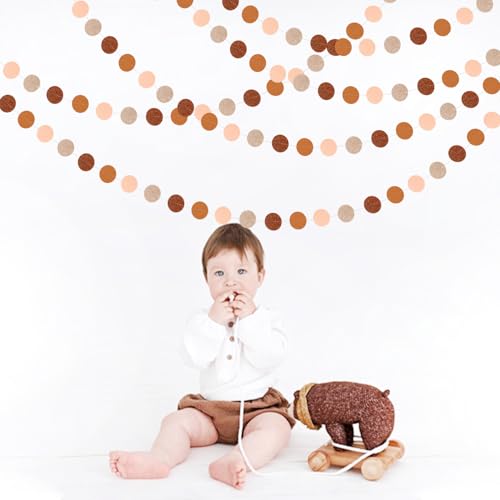 Image of Boho Brown Rose-Gold Party-Decorations Streamers-Garland - 52ft Fall Birthday Hanging Paper Banner,Autumn Baby Bridal Showe Neutral Burgundy Wedding Bachelorette Decor Hugfond