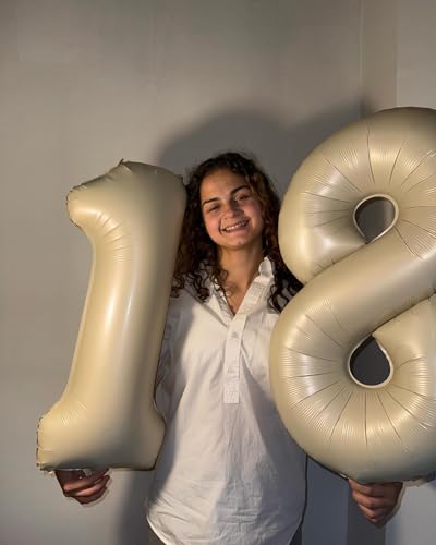 Image of Cream 8 Balloon, Number Balloons 40 Inch, Cream 8th Birthday Decorations, Birthday Balloons Party Supplies, Number 8 Balloon