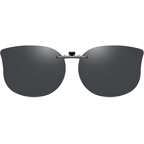 CAXMAN Cat Eye Clip On Sunglasses for Women Polarized Lens Compact Fit Non Flip Up
