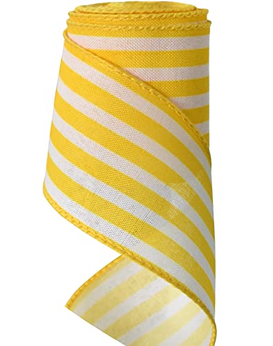 TONIFUL 2.5 Inch Yellow Stripe Burlap Wired...