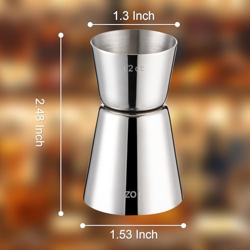 Image of Briout Double Cocktail Jigger Set - 2 Pcs Japanese Premium 304 Food Grade Stainless Steel, 1 OZ 1 /2 OZ, Flat Edge for Bartending