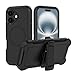TMIDVFV Compatible with iPhone 16 Case, with Belt Clip Holster Heavy Duty Rugged Shockproof Magnetic Wireless Charging Full Body Protection Kickstand Cover for iPhone 16 6.1 inch Phone (Black)