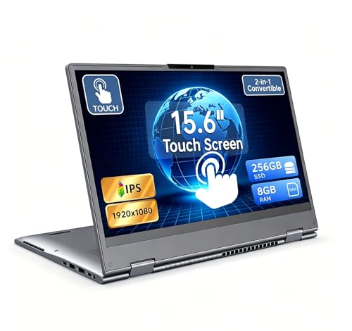 Image of 15.6 inch Yoga 2-in-1 Touchscreen Laptop Computer, AMD A9 Processor up to 3.2GHz, 8GB RAM 256GB SSD, Convertible Notebook with IPS FHD Display,USB-C,WiFi,Win11 Laptop for Work,Study & Home，326