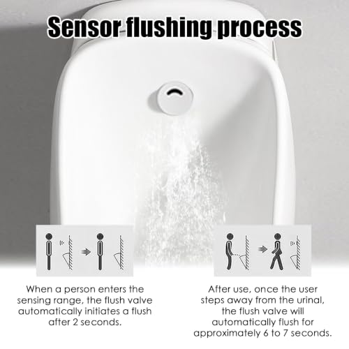 Orinal de pared, orinal cerámico de alta temperatura con guía de agua anti-salpicaduras y tapón de drenaje cerámico, ideal para baño, baño comercial y uso al aire libre (sin tapa, 62 cm / 24,4 pulgadas) miniatura 5