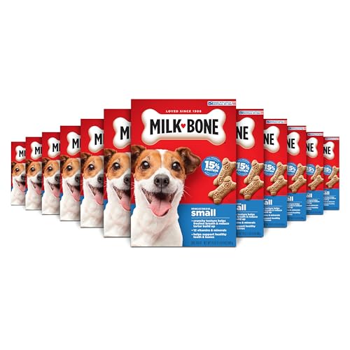 Image of Milk-Bone Original Biscuits Small Dog Treats, 12 Boxes | 24-oz. boxes, Tail-wagging meaty taste, 15% protein, For dogs less than 20 lbs.