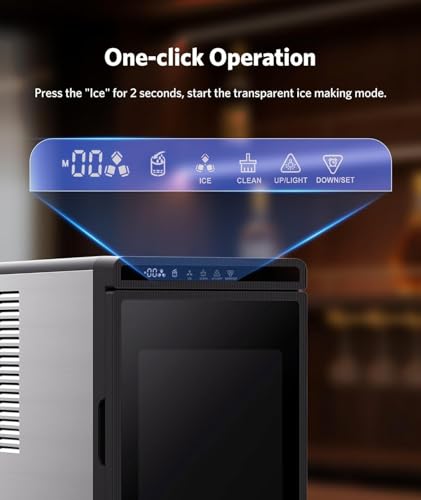 Image of Electactic Clear Ice Cube Makers- Produces 9 Large, 1.6 inch Clear Ice Cubes per Hour, 24H Timer, Self-Cleaning, 5 Ice Cube Sizes for Cocktails, Whiskey & Bourbon