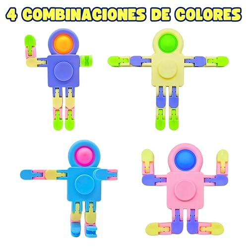 Miniatura 4 de Bolonki Robots Spinner Pop It Pack 25 Detalles Cumpleaños Niños De 3 A 12 Años. Regalos Cumpleaños Niños Colegio, Regalitos Cumpleaños Invitados Niño, Bolsitas Fiestas Infantiles, Fidget Toy