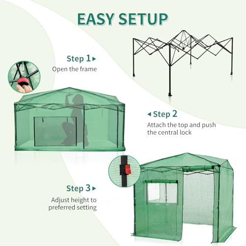 Image of EAGLE PEAK 6x8 Easy Setup Pop Up Greenhouse, Side Door Design, Clear /Green
