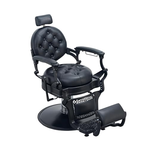 Heavy Duty Barber Chair 700LBS Capacity, Reclining 93°-160° Hydraulic Swivel