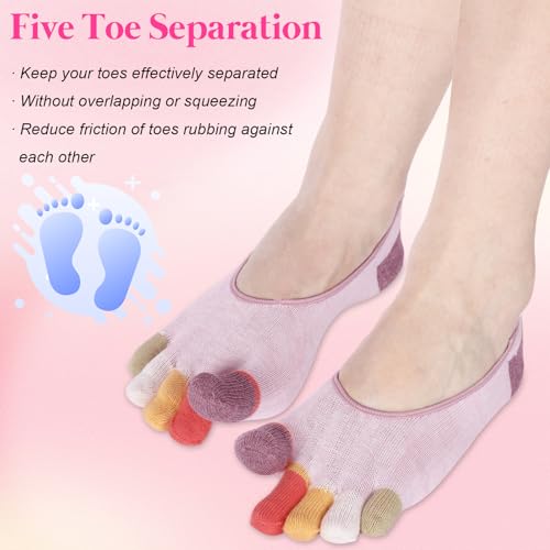 Image of Bencailor 6 /15 Women Cotton Five Toe Socks No Show Ankle Socks with Toes Separated for Athletic Walking Yoga