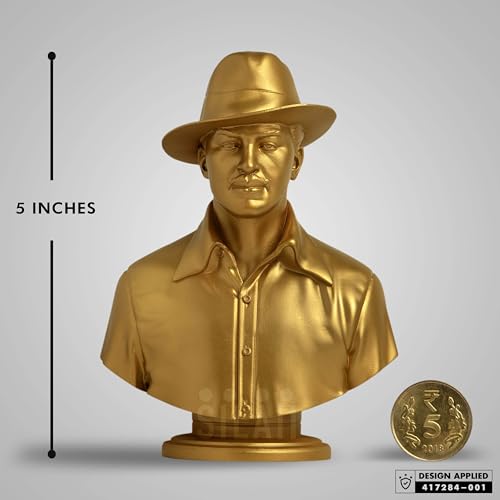 Image of SILAII Bhagat Singh Bust Sculpture (Gold, 5 Inch)
