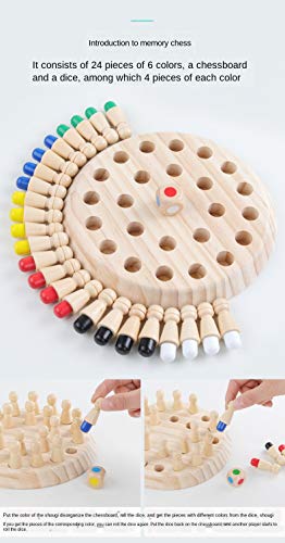 Image of VGRASSP Wooden Memory Chess Game Set for Kids, Color Memory Chess Game, Educational Board Games for Boys and Girls