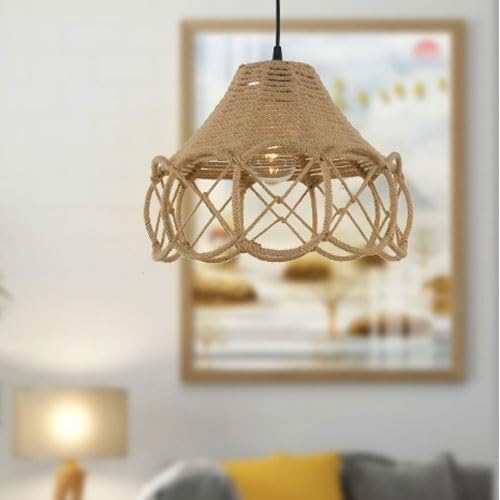 Lámpara de techo de metal con cesta de flores ideal para dar un toque acogedor al salón 3