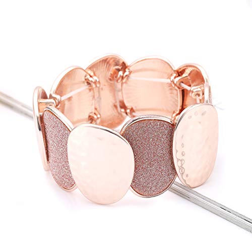 LENOOCLE Druzy Bracelets for Women Glitter Hammered Bracelet Statement Chunky Stretch Elastic Bangle Bracelet Christmas Jewelry Gifts3