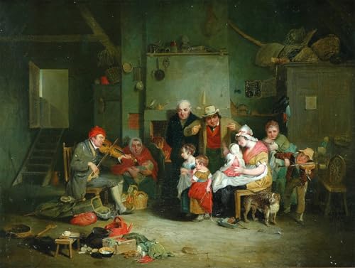Pintura mural El violinista ciego, cuadro de lienzo decorativo para salón o dormitorio 60x90