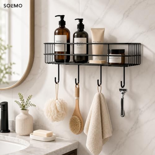 Amazon Brand - Solimo Hook Bath Rack for Bathroom, Wall Mounted M...