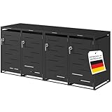 STEELSØN Diorus Mülltonnenbox 4er 120L abschließbar – Hochwertige Mülltonnenverkleidung für 4 Tonnen – Müllbox Stahl – Müllcontainer Schwarz - Mülltonnen Box wetterfest – Gerätebox mit Schloss