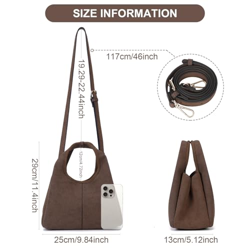 JQWSVE Suede Tote Bag for Women Trendy Suede Handbag Top-handle Satchel Bag Designer Shoulder Crossbody Tote Purse