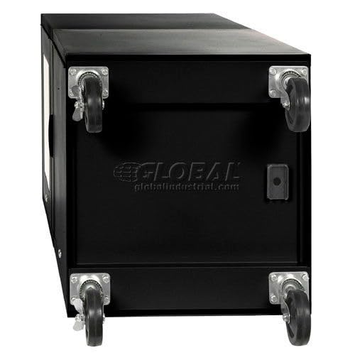Image of Global Industrial Mobile Security Computer Cabinet, Black, Unassembled | For 21 inch Diagonal Monitors, Steel Construction, 24-1 /2 inchW x 22-1 /2 inchD x 60-3 /8 inchH, Black Powder Coat Finish
