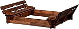 dobar 94360FSC – Sandkasten Holz mit Deckel mit Sitzbank, Sandkiste Bank groß XL viereckig mit Abdeckung, 118 x 118 x 20 cm, FSC-Holz, braun - 2