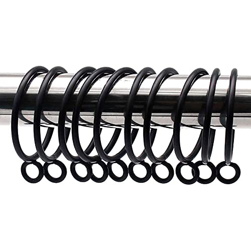 30 PCS Matte Black Curtain Rings with Clips for Curtains of Windows - 1.7 inch Metal Curtain Rings with Eyelets Drapery Rings for Curtain Rods Rings for Hanging Curtains of Rooms, Hotels, Restaurants