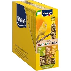 Vitakraft Kräcker Mix, Vogelsnack, für Kanarienvögel, Knabberstangen, mit Ei und Grassamen, mit Kiwi und Citrus, mit Banane und Sesam, ohne Zusatz von Zucker (10x 80g)
