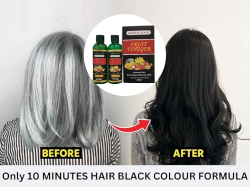 Image of Fruit Vinegar Hair Dye Color for Both Men, Women, Natural & Ammonia Free Color Dye for Men & Women Black Hair 100 ML *2 Black
