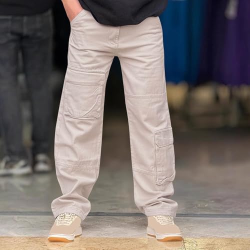 Cargo Pants for Men Slim Fit Baggy Lightweight Casual Pants Stretch Wide Leg Y2K Trousers Streetwear with Pockets2