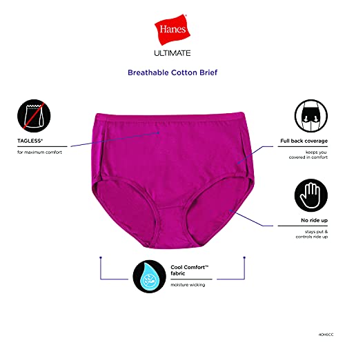 Image of Hanes Women's Underwear, Ultimate High-Waist Brief Panties, Moisture-Wicking Underwear for Women, 6-Pack