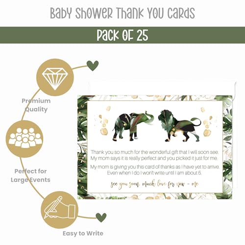 Paper Clever Party TROPJUN25TU01 Tropical Baby Shower Thank You Cards And Envelopes thumb #1