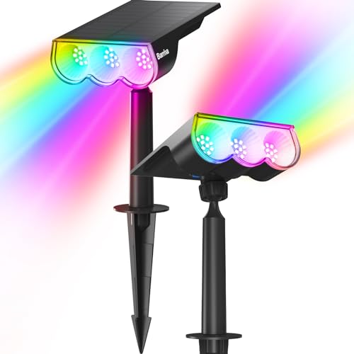 Barrina Solar Spot Lights Outdoor, Wrgb 360° Horizontal Adjustable, Solar Lights Waterproof, Auto On/Off 36 Leds Landscape Spotlights For Garden Patio Yard Pool cover