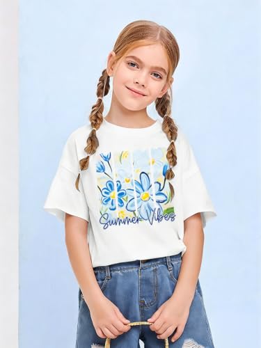 Image of Girls Graphic Shirts Oversized Sunshine T Shirt Short Sleeve Tee Tops Cute Trendy Girls Clothes for 5-14 Years