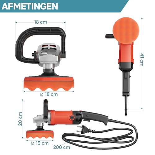 Wiltec professionele auto polijstmachine 1200 W slijpmachine tot 3000 rpm polijstapparaat met 6 standen poetsmachine met accessoires - Afbeelding 5