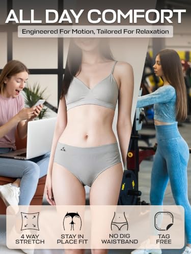 Image of Balanced Tech Moisture Wicking Underwear for Women, Seamless Workout Hipster Brief Bikini Panties