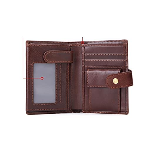 Men Womens allet Folding Business Card Holder Pocket ID Card Pocket Vertical Retro Leather Wallet (Brown)3