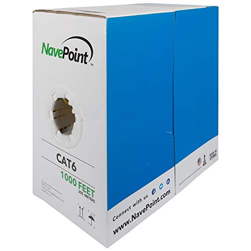 Image of NavePoint Cat6 (CCA), 1000ft, Yellow, Solid Bulk Ethernet Cable, 550MHz, 23AWG 4 Pair, Unshielded Twisted Pair (UTP)