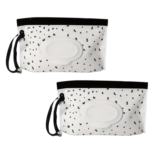 Image of ZAAWUUT Portable Wet Wipe Dispenser Bag,Reusable Wipe Container Travel Holder, Napkin Storage Pouch with Sealed Zipper (Black Dot)