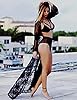 Bsubseach Black Lace Long Bikini Cover Ups Beach Swimsuit Coverup Kimono Cardigan Snow Pattern for Swimwear Women #1