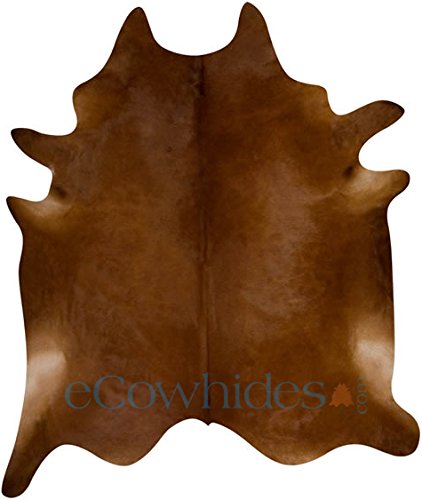 ecowhidesChocolate Brazilian Cowhide Area Rug, Cowskin Leather Hide for Home Living Room (XL) 7 x 6 ft