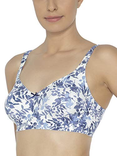 Image of Triumph Minimizer Bra for Women| Non Wired Non Padded| My Flower Series Full Coverage Lingerie Visually Reduces Bust by One Cup Size Wireless Floral Microfiber Support Bra Pack of 1