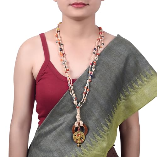 Image of AAKRITI ART CREATIONS Boho & Tribal Handcrafted Necklace Collection | Jute, Wooden & Brass Pendant Designs | Ethnic Collar, Loop & Statement Jewelry for Women | Artisan Festival & Everyday Wear