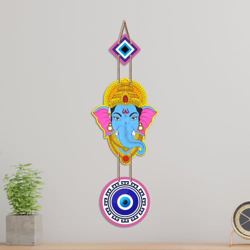 Image of Artvibes Lord Ganesha Evil Eye Wall Hanging for Main Door Entrance Decor | Nazar Dosh Protection Hanging for Home Temple Living Room | Office | Vastu Blessing Positive Energy Decorative Art (WH 8562N)
