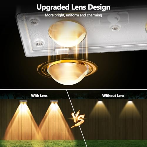 Image of Brizled Solar Fence Lights Outdoor, 6 Modes 2700 /4500 /6500K 250ml Fence Solar Lights, IP65 Waterproof Outdoor Wall Light Landscape Lighting for Backyard Garden Patio Deck Railing Wall Poolside, 8 Pack